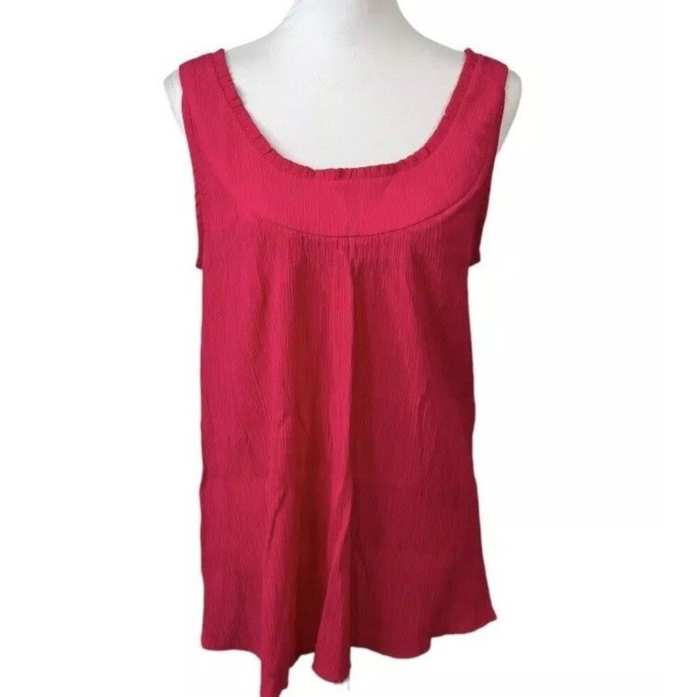 Jaclyn Smith Blouse Plus Size XXL Pink Sleeveless Ruffle Pleated Layering Top